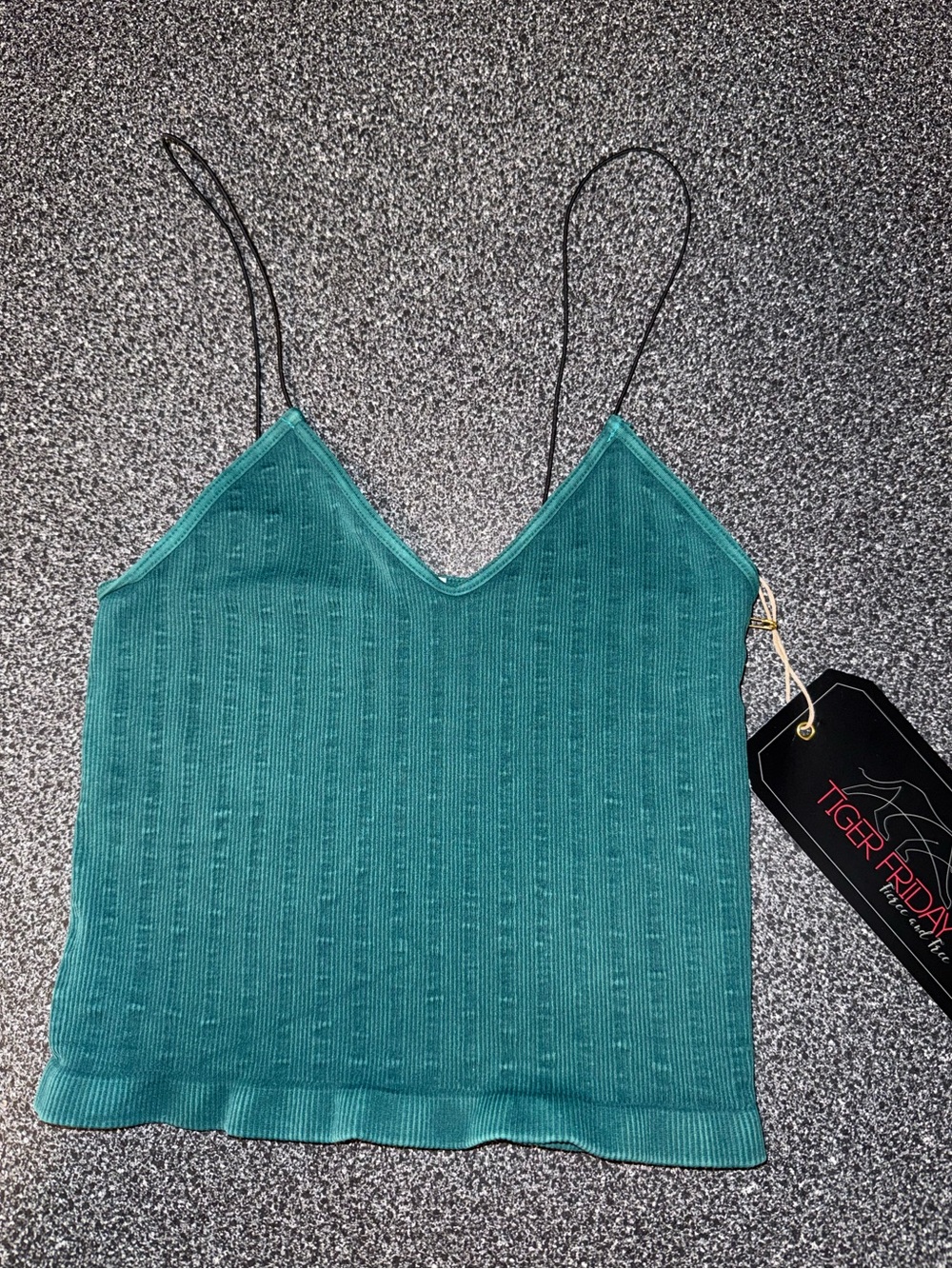 Tiger Friday NWT! Green Ribbed Tank Size One Size Made in the USA